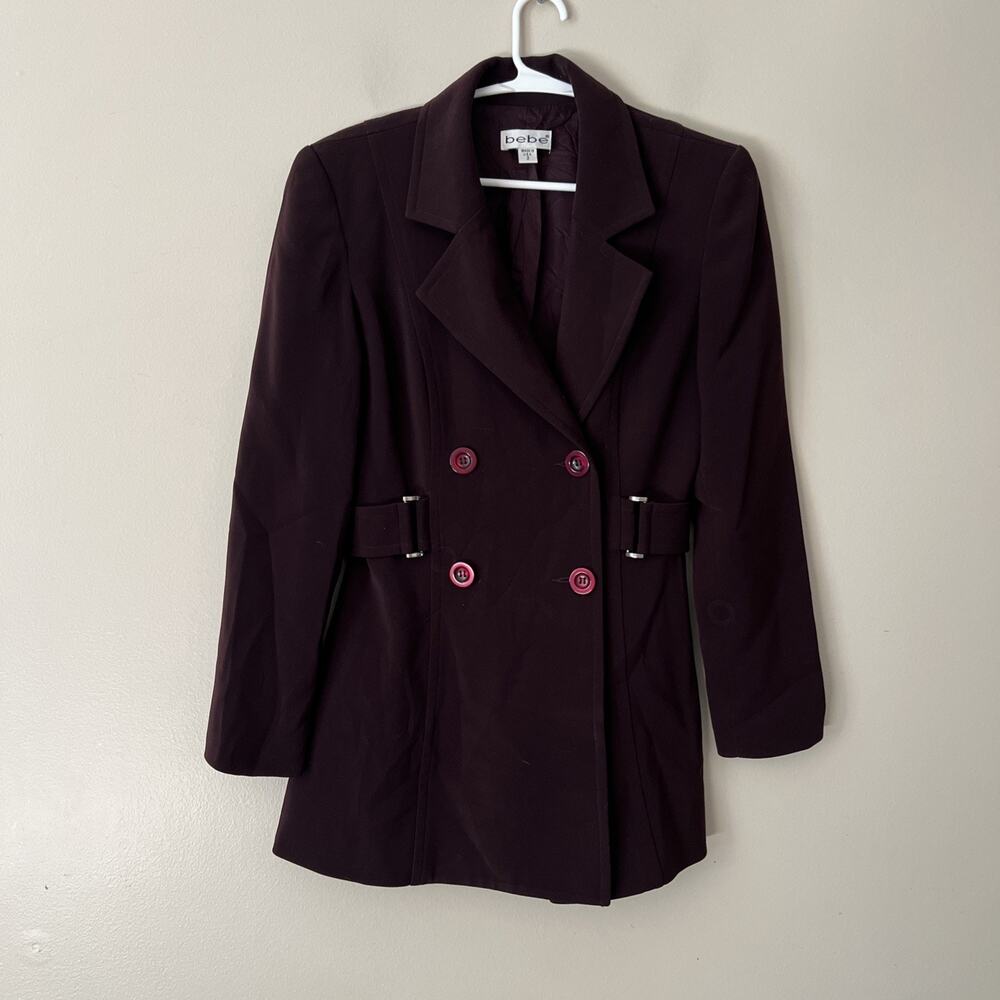Bebe Maroon Short Trench Coat Vintage Women’s Size 2